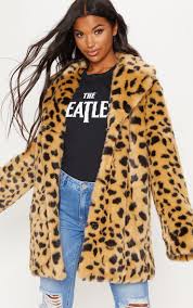 Black And White Spotted Faux Fur Coat Leopard Faux Fur Coat Leopard Faux Fur Coat Black Fur Jacket Faux Fur Coat