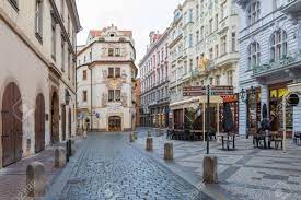 Czech Street In Downtown Prague, Czech Republic Stock Photo, Picture and  Royalty Free Image. Image 115895183.