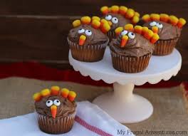 Nutty turkeys are a cute place card or decoration. Thanksgiving Dessert Fun Turkey Cupcakes My Frugal Adventures