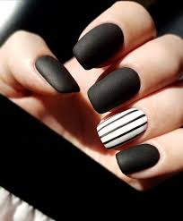 Black And White Nail Art For Short Nails Diatsy Com Matte Nails Design Matte Black Nails Black Nail Designs
