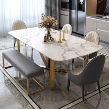 An faux marble tabletop with a steel frame will keep the set intact for years to come. 20 Marble Dining Room Sets Magzhouse