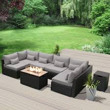 Get free shipping on qualified fire pit patio sets or buy online pick up in store today in the outdoors department. Amazon Com Dineli Patio Furniture Sectional Sofa With Gas Fire Pit Table Outdoor Patio Outdoor Patio Furniture Sets Patio Furniture Fire Rectangular Fire Pit