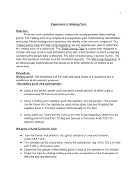 The melting point determination apparatus is filled with paraffin and fitted with a thermometer. Experiment 2 Melting Point The Reaction Procedure Results Studocu