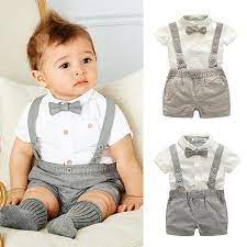 Kacakid Baby Boy Child Toddler Gentleman Suit Bow Tie Suspender Trousers Pants Suit Suspenders Style Short Sleeve Shirt Short 2pcs Set Walmart Com Newborn Boy Clothes Baby Boy Outfits Baby Boy