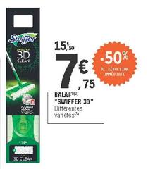 L'aspirateur swiffer est commercialisé comme un remplacement pour un mop et le balai en piégeant la poussière et la saleté dans les chiffons de chargés statiques. Promo Bala Swiffer 3d 50 De Reduction Immediate Chez E Leclerc
