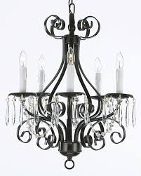 Wrought Iron Crystal Chandelier Lighting Country French 5 Light Ceilin Gallery Chandeliers