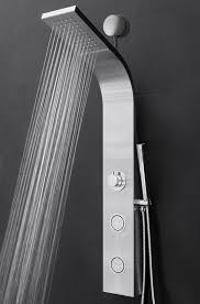 Temperature Control Shower Panel With Rainfall Waterfall Shower Head And Shower Wand Includes Rough In Valve Shower Panels Shower Heads Waterfall Shower