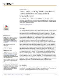 Please, reload page if you can't watch the vi. Pdf A Quick Aphasia Battery For Efficient Reliable And Multidimensional Assessment Of Language Function