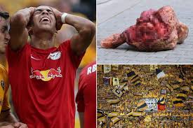 Dynamo dresden fined for fans' bull's head dynamo dresden have been fined after their fans threw a severed bull's head near the pitch during a match against leipzig. Severed Bull S Head Thrown From Stands By Dynamo Dresden Fans As Insult To Rivals Rb Leipzig Mirror Online