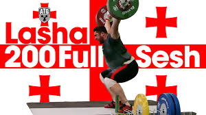 No full snatch of clean and jerk, just some basics, albeit still ridiculously heavy for us mortals. Lasha Talakhadze 200kg Snatches 265kg Back Squat Full Session All Things Gym