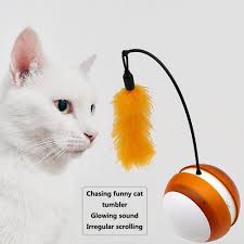 Funny Pet Cats Catching Toy With Feather Tumbler Luminous Vocal Rolling Ball Teaser Interactive Pet Feather Toys For Cats Cat Toys Pet Toys Pets Cats