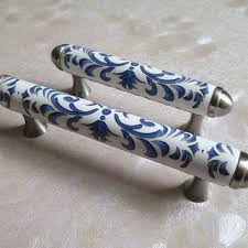3 76 Mm Ceramic Dresser Drawer Pulls Handles White Indigo Blue Porcelain Kitchen Cabinet Door Dresser Drawer Pulls Kitchen Cabinet Door Handles Drawer Pulls