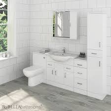 All of our white bathroom furniture is supplied from leading brands such as burlington, crosswater, pura and roper rhodes. Nuie High Gloss White Bathroom Furniture Pack 2020mm