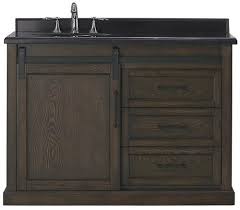 This guide will show you choices, from marble to granite, so you can improving the look of your bathroom can be as simple as replacing your old bathroom vanity countertops. Ove Decors Santa Fe 48 W X 22 D Rustic Walnut Vanity And Black Granite Vanity Top With Left Offset Oval Undermount Bowl At Menards