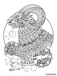 Aries Zodiac Sign Coloring Page For Adults Fotolia 139228282 Coloring Pages Coloring Books Zodiac Signs Colors