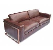 Canapé cuir marron et métal design "York"