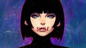Anime black short hair pink eyes. Hd Wallpaper Anime Girls Black Hair Short Hair Blue Eyes Ilya Kuvshinov Wallpaper Flare