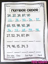 Ordering Numbers Activities First Grade Math Worksheets To Practice Arranging Numbers F First Grade Math Worksheets Teaching First Grade First Grade Curriculum