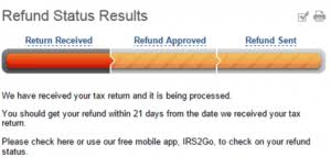 wmr and irs2go status differences return received