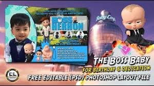 Invite friends and loved ones to your baby's birthday with a personalized invitation design you can create within minutes through canva's templates blue baby boss baby birthday invitation. The Boss Baby Invitation Card For Birthday Free Psd Photoshop File Youtube