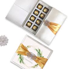 Silk Chocolate Tray Box For Pralines For Wedding Corporate Invite Silk Chocolate Luxury Wedding Invitations Invitations