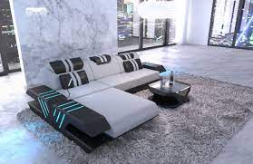 Bis zu 40 reduziert xxl sofa online kaufen ottode aus leder stoff xl xxl sofas top qualitt sofas in groen gren ratenkauf kauf auf rechnung mglich. Stoff Sofa Venedig L Form Mit Led Beleuchtung Und Echtleder Bezug Kaufen Bei Pmr Handelsgesellschaft Mbh