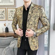 Many cuts fits fabrics gold suits for men.gold suit is bright color that we offer at discounted price stores near you. Mens Gold Blazers Jackets Slim Fit Party Two Buttons Fashion Style Long Sleeve Ebay