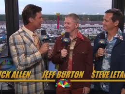 Nascar on nbc's lead race announcer rick allen and analyst letarte will call both races from nbc sports' traditional broadcast booth above the start/finish line. Nascar Announcers Go Retro With Groovy Suits Sbnation Com