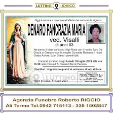Necrologio Pancrazia Maria Denaro