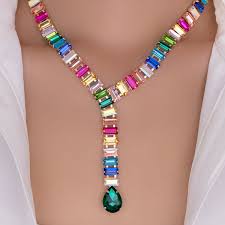 Rainbow Crystal Drop Necklace