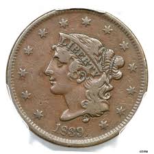 人気の 【極美品品質保証書付】 1839 N-15 R-6- PCGS VF 30 ブービーヘッドマトロンまたはコロネヘッド大型セントコイン1c-  show original title｜金銀プラチナ ワールドリソース 硬貨・コイン