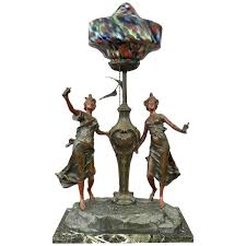 L F Moreau Style Art Nouveau French Figural Table Lamp Chairish