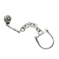 Sterling Silver Key Chain With Golf Motif Vintage Silver Silver Keychain Silver Vintage Silver