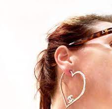 Chanel Silver Crystal Heart Earrings All The Dresses