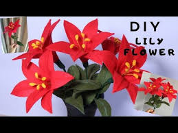 Diy Homedecor Ideas How To Make Lily Flower Artificial Tutorial Bunga Lily Dari Kain Flanel Youtube Felt Flowers Diy Lily Flower Flowers Diy