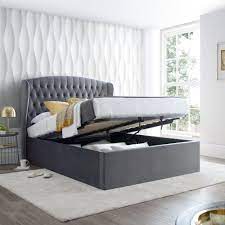 Diy footstool upholstered footstool diy ottoman upholstered furniture nail swag. Warwick Grey Velvet Fabric Ottoman Bed