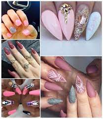 Decora tus uñas tendencias en 2020. Unas De Acrilico Rosas Con Dorado Decorados De Unas
