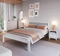 Cama de Casal Júlia de Madeira Maciça com Lastro Branco ...