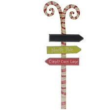 Metal Candy Cane Lane Sign Post 870 Uyu Liked On Polyvore Featuring Home Home Decor Christmas Home Decor Metal Hom Candy Cane North Pole Sign Text Signs
