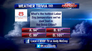 Jun 27, 2020 · born out of particularly strange desire for creating trivia questions and winning the coveted quiz crown at the local pub, trivia quiz night is a website set up by a group of friends who are dedicated to the fine art of trivia; Andy Mccray Local 4 News Here S Today S Weather Trivia Question Good Luck And Enjoy Your Labor Day Night Facebook