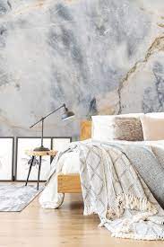 White And Blue Marble Effect Wall Mural Wallpaper Wallsauce Us Blue Marble Wallpaper Marble Bedroom Modern Bedroom Decor