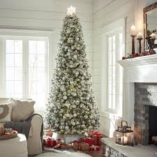 Home Accents Holiday 9 Ft Pre Lit Led Banff Pine Flocking Quick Set Artificial Christmas Tree With 1000 Warm White Lights W14n0088 The Home Depot Holiday Decor Christmas Tree Lighting Slim Artificial