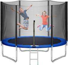 Finding the right trampoline with high weight limits is crucial, as you don't want a model that can't handle your family's weight requirement. Amazon Com 10 Ft Trampoline With Safety Enclosure Net Recreational Trampoline Jumping Mat And Spring Cover Padding Heavy Duty Load For Kids And Adults Indoor Outdoor Exercise Fitness Black Sports Outdoors