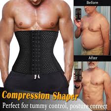 The corset pulls in the waist and gives it the appearance of being narrower than the hips and shoulders. Waist Trainer Men Before And After Off 57
