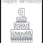 9 happy birthday coloring pages. Cute Printable Happy 9th Birthday Cake Coloring Page The Art Kit