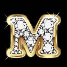 M Gold And Diamond Bling Diamond Vector Diamond Bling Lettering
