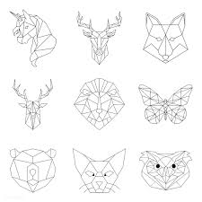 Aesthetic Black And White Geometric Animal Drawings Download Premium Vector Of Set Of Animal Linear Illustrations 518444 In 2020 Geometric Drawing Geometric Shapes Art Geometric Animals