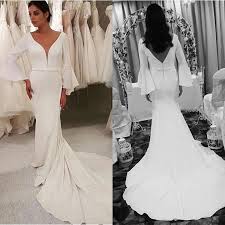 Elegant wedding dresses mermaid long sleeves satin bridal gown new arrival plus. Vintage Satin Mermaid Wedding Dresses V Neck Long Sleeves Backless Garden Country Arabic Bridal Gowns Vestidos De Novia Joepaldress Online Store Powered By Storenvy