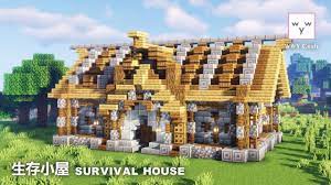 minecraft 建造中型生存小屋 建築篇 how to build a medium survival house building マイクラ 建築 マインクラフト 建築