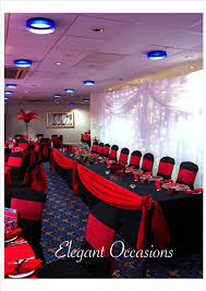 Red Black Top Table Swag With Starlight Backdrop Black And Red Red And Black Top Black Tops